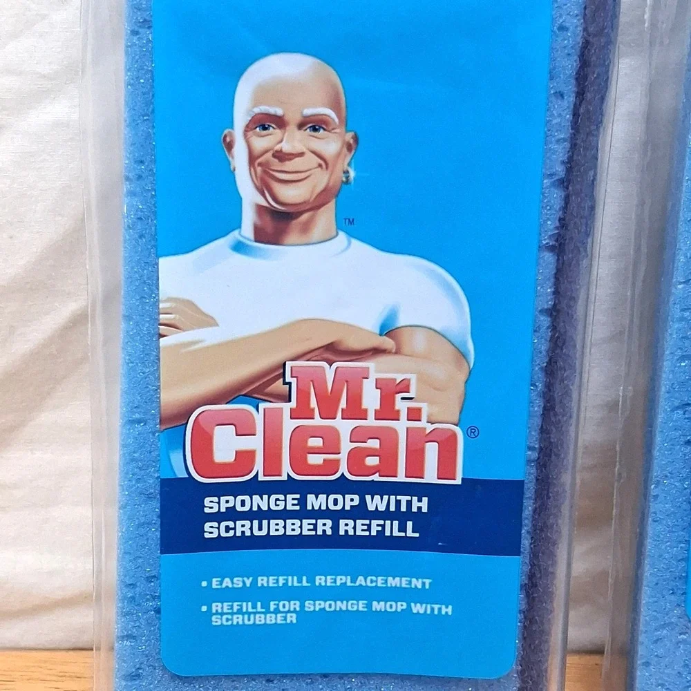 Lot of 2 Mr. Clean Blue Sponge Mop Refill Sponge with Scrubber New Replacement